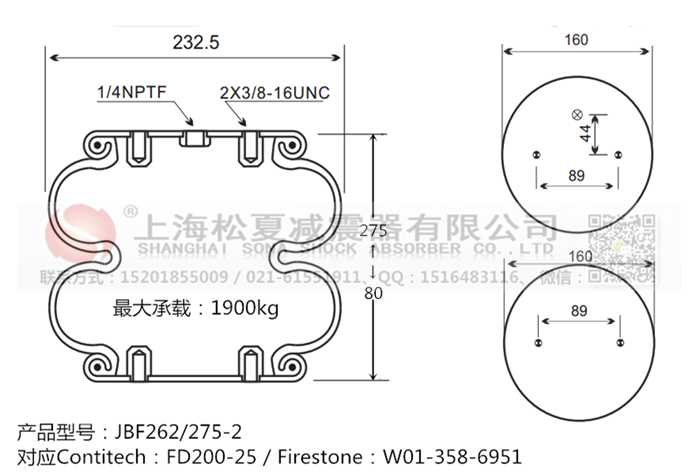 JBF262/275-2橡膠<a href='http://m.shuangyunholdings.com/' target='_blank'><u>空氣彈簧</u></a>