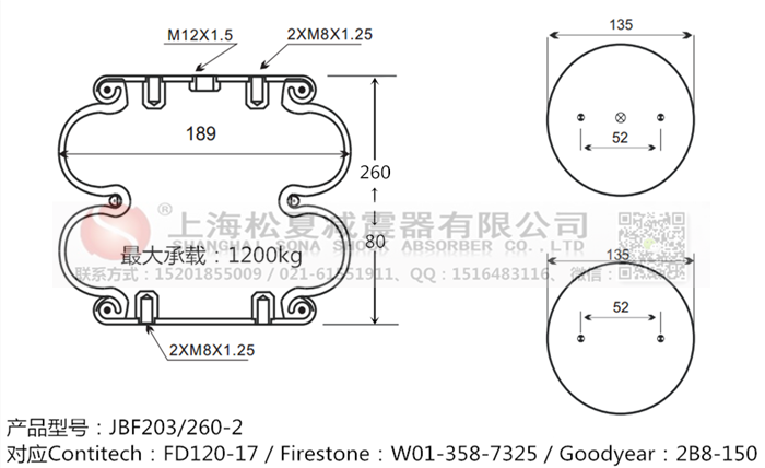 JBF203/260-2橡膠<a href='http://m.shuangyunholdings.com/' target='_blank'><u>空氣彈簧</u></a>